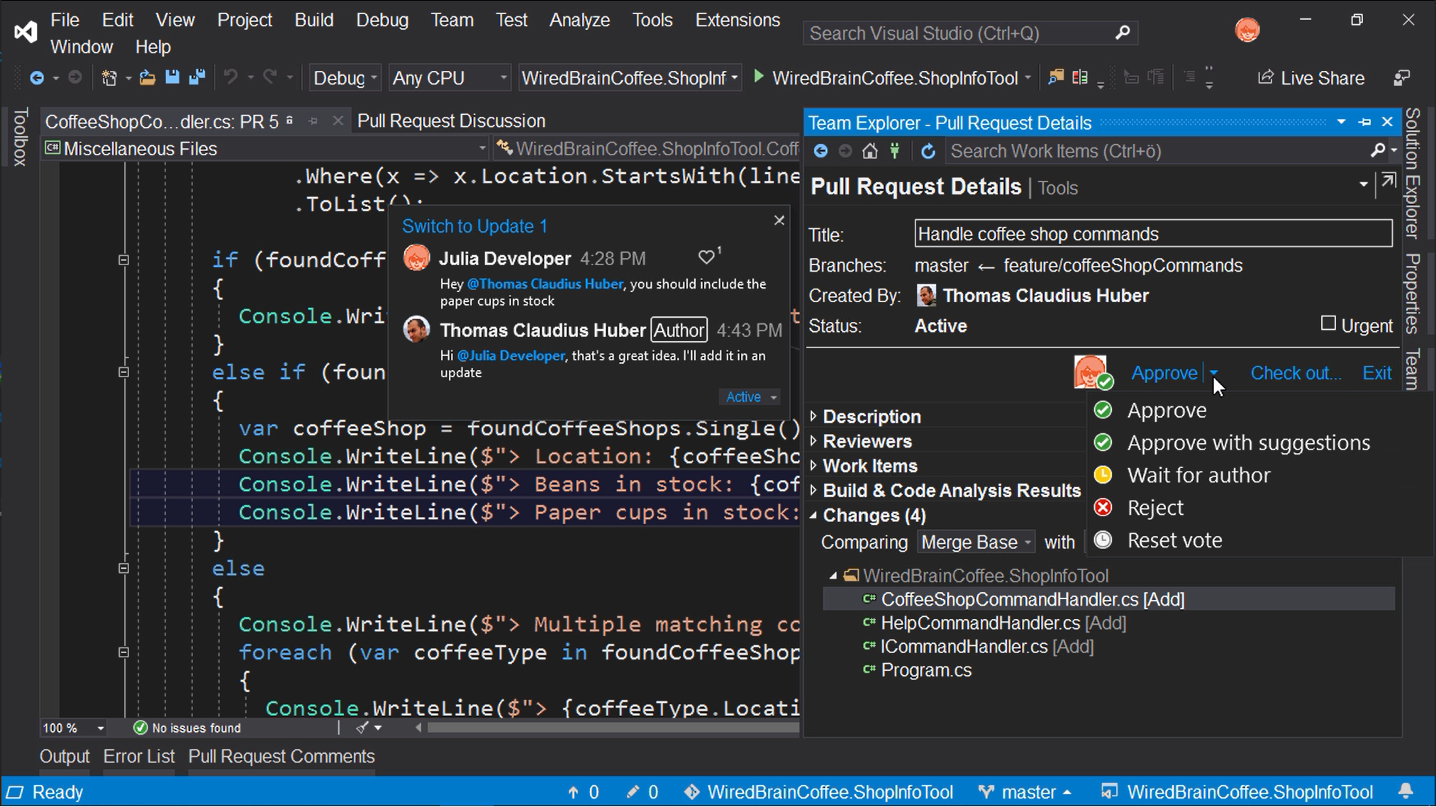 using git in visual studio