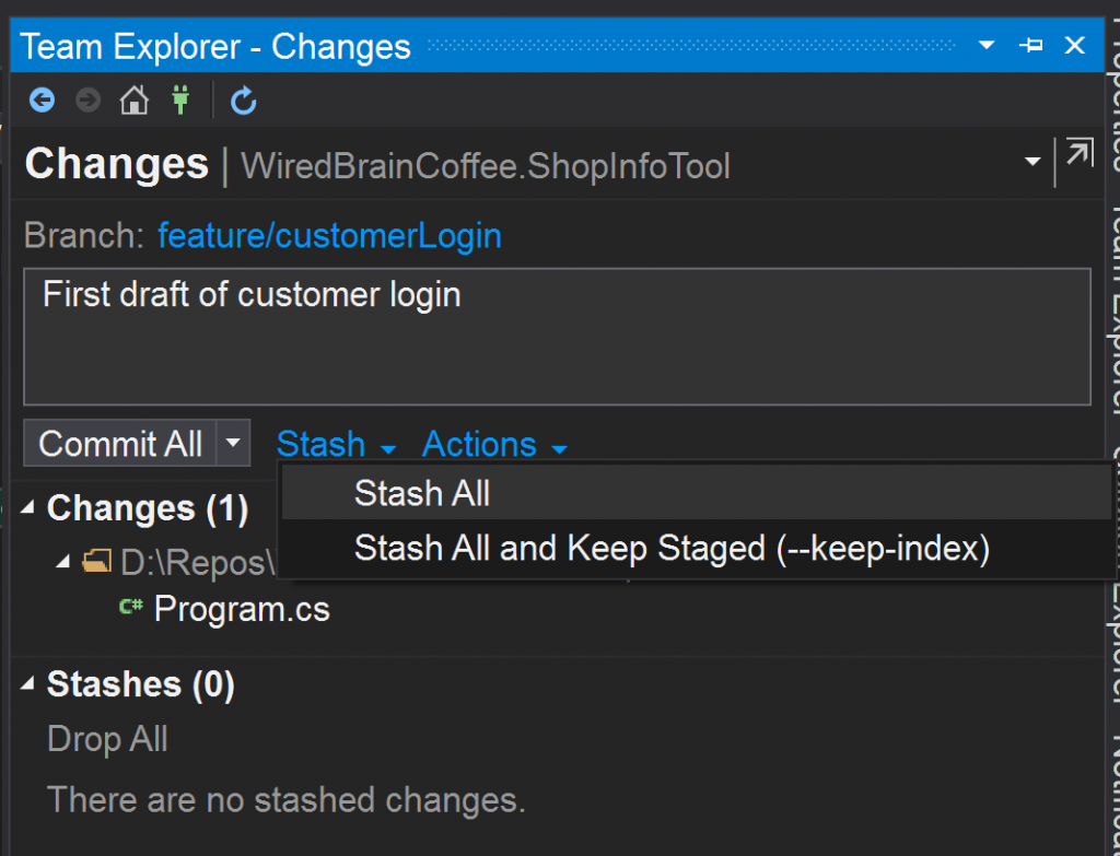 The Git Stash Functionality in Visual Studio 2019 – Thomas Claudius Huber